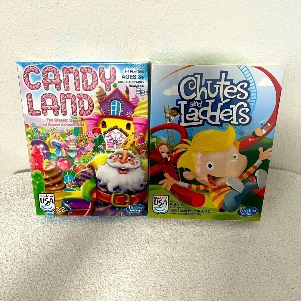 Bundle of (2) Board Games Chutes and Ladders and Candy Land Hasbro Ages 3+ New